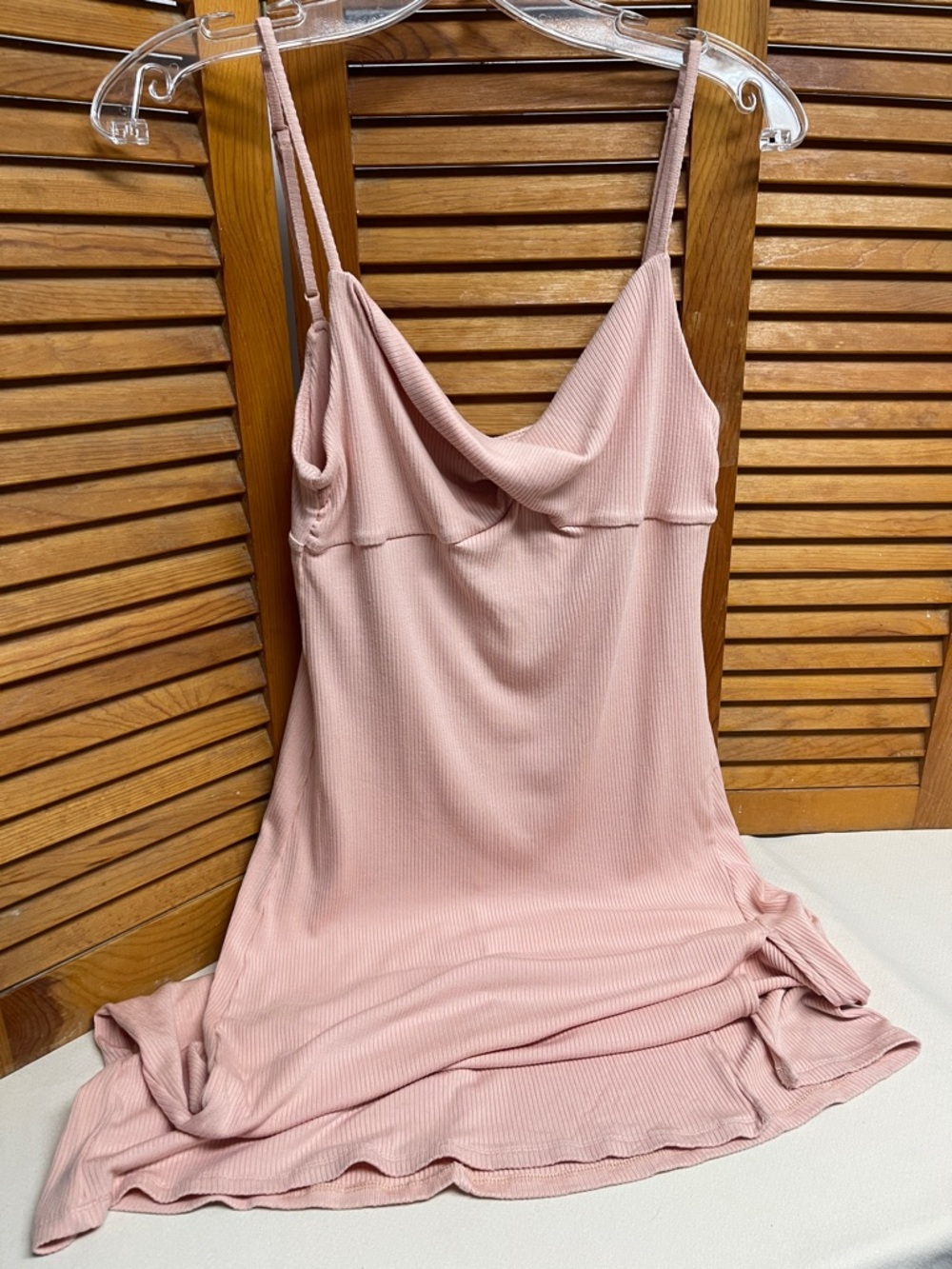 Wilfred Ribbed Cowl Neck Slip Dress in Soft Pink
